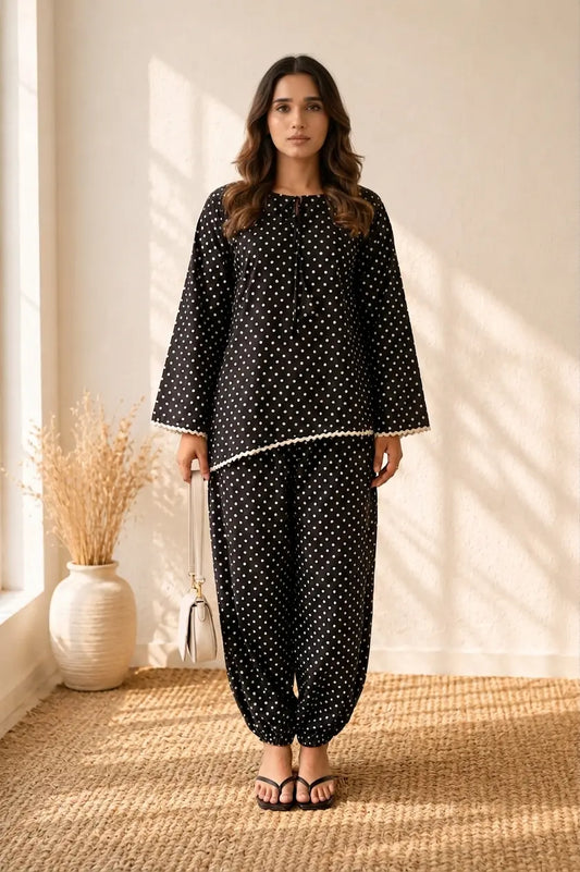 Midnight Polka Co-ord (With Balloon Trouser)