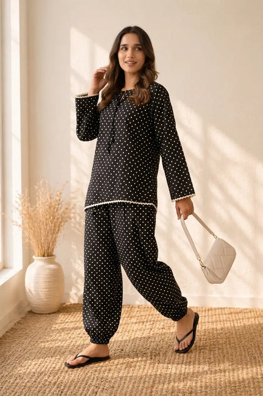 Midnight Polka Co-ord (With Balloon Trouser)