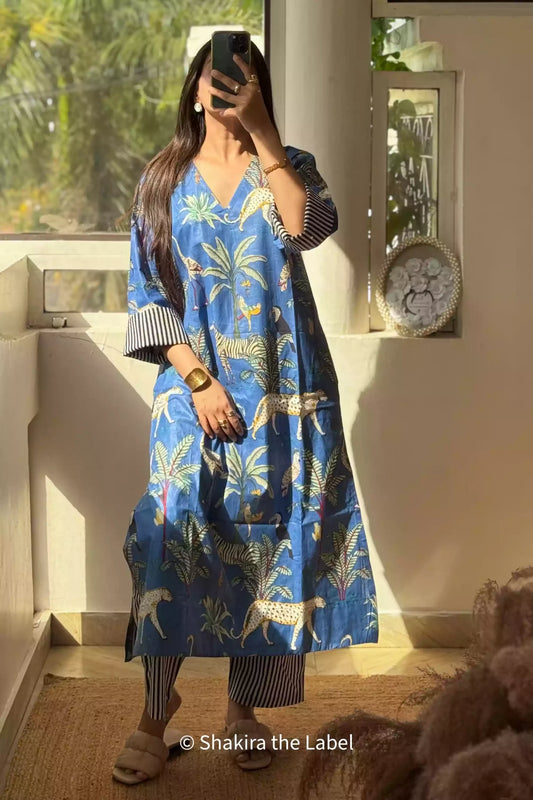 Blue Jungle Safari Cotton Coord Set