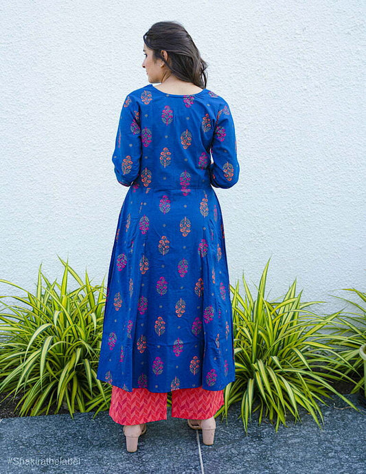 Blue Mughal Butta Cotton Kurta & pants