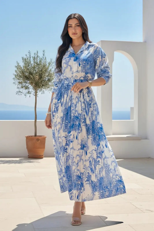 Blue Porcelain Skirt Set