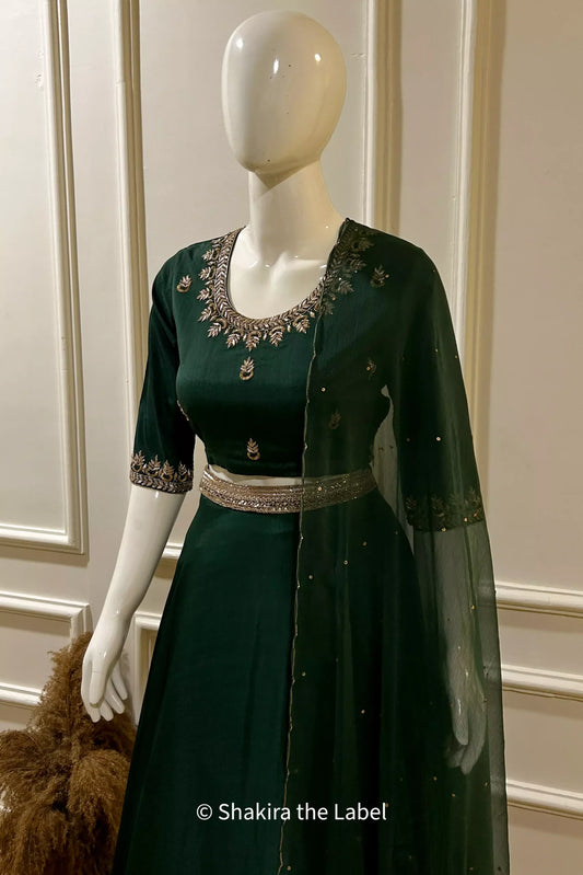 Bottle Green Lehenga Set
