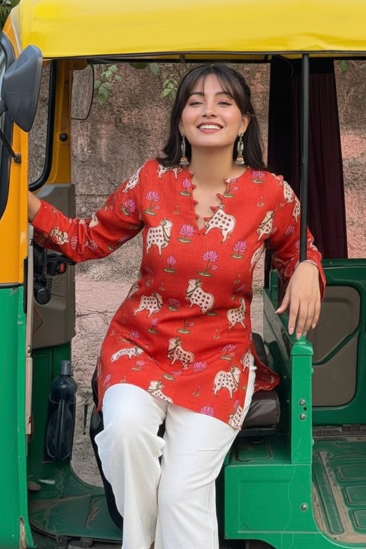 Pichwai Heritage Kurti - Red