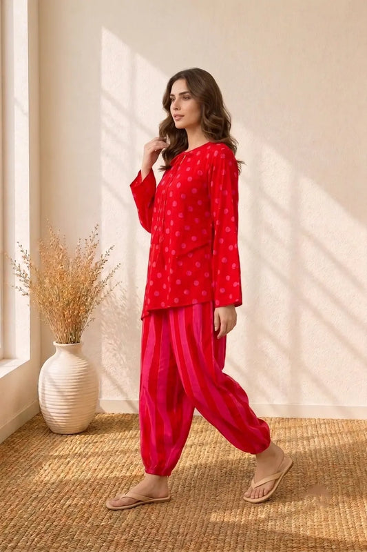 Candy Polka & Stripe Co-ord (With Balloon Trouser)