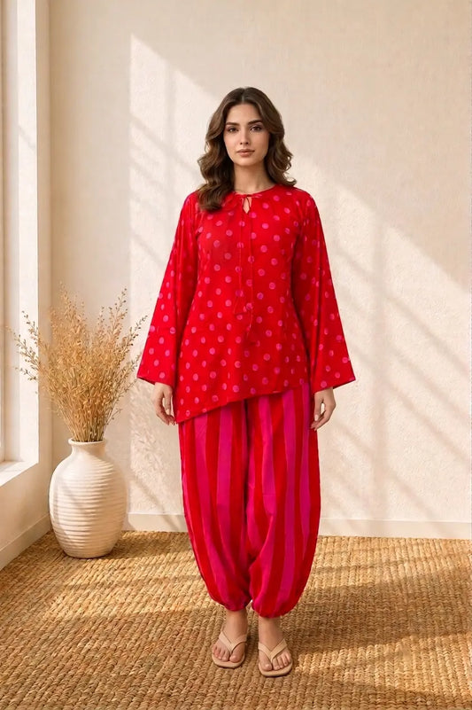 Candy Polka & Stripe Co-ord (With Balloon Trouser)