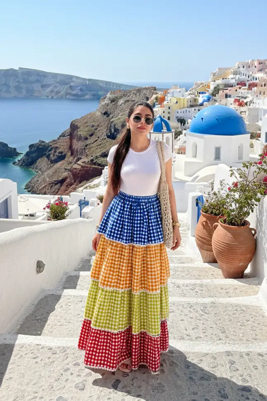 Candy Swirl Ruffled Maxi Skirt