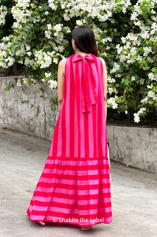 Pink Velvet Stripe Maxi