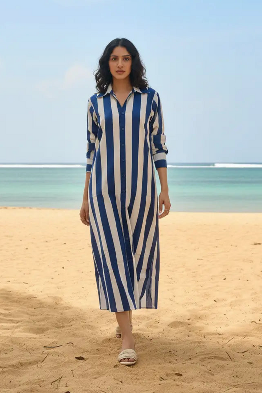Coastal Stripes Shirt Dress