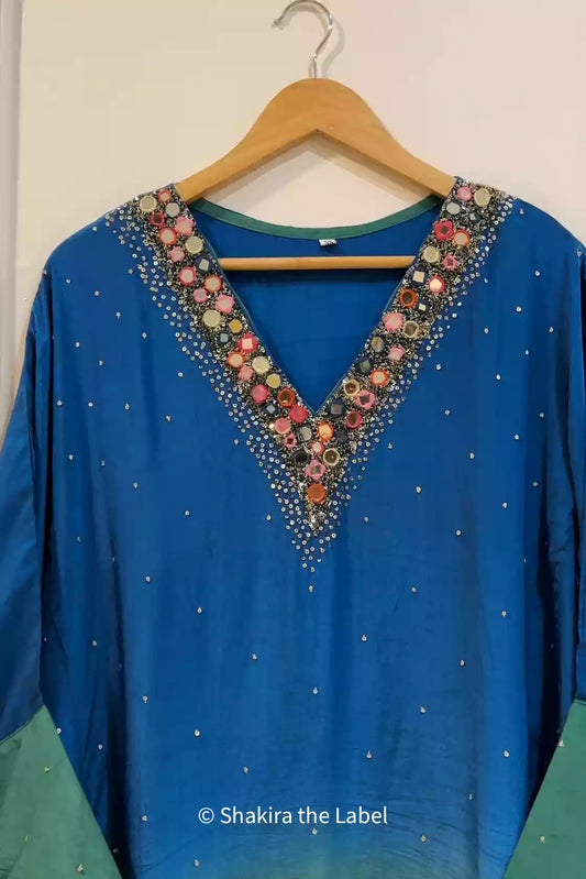Blue emerald Ombre Dyed Kaftan