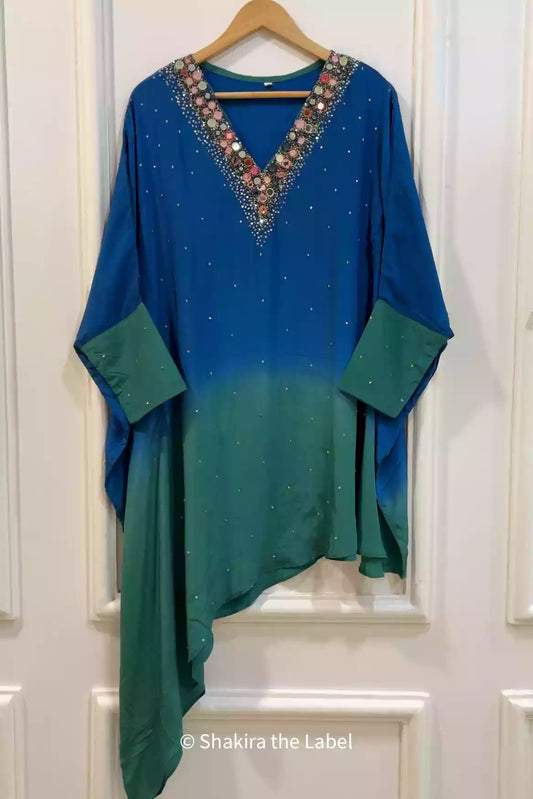 Blue emerald Ombre Dyed Kaftan