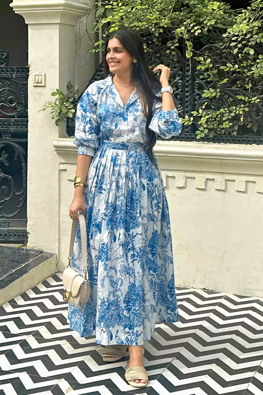 Blue Porcelain Skirt Set