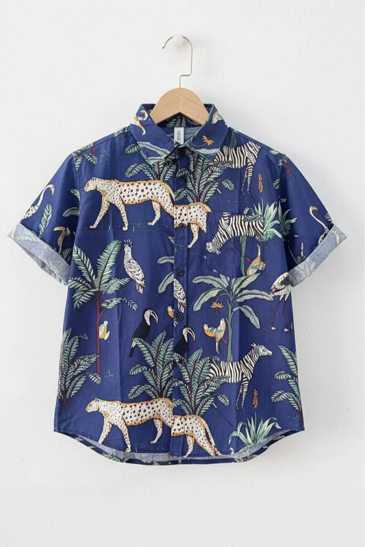 Blue Jungle Safari Kids Shirt