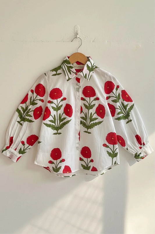 Red Mughal Poppy Mini Shirt