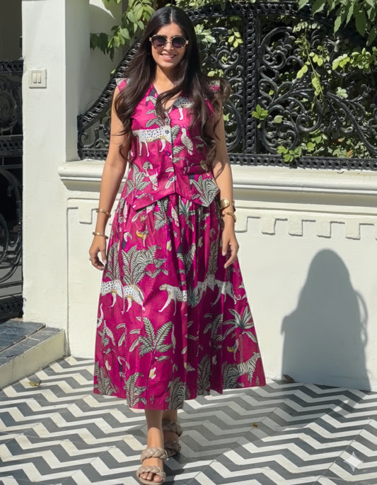 Pink Poise Safari Skirt & Waistcoat