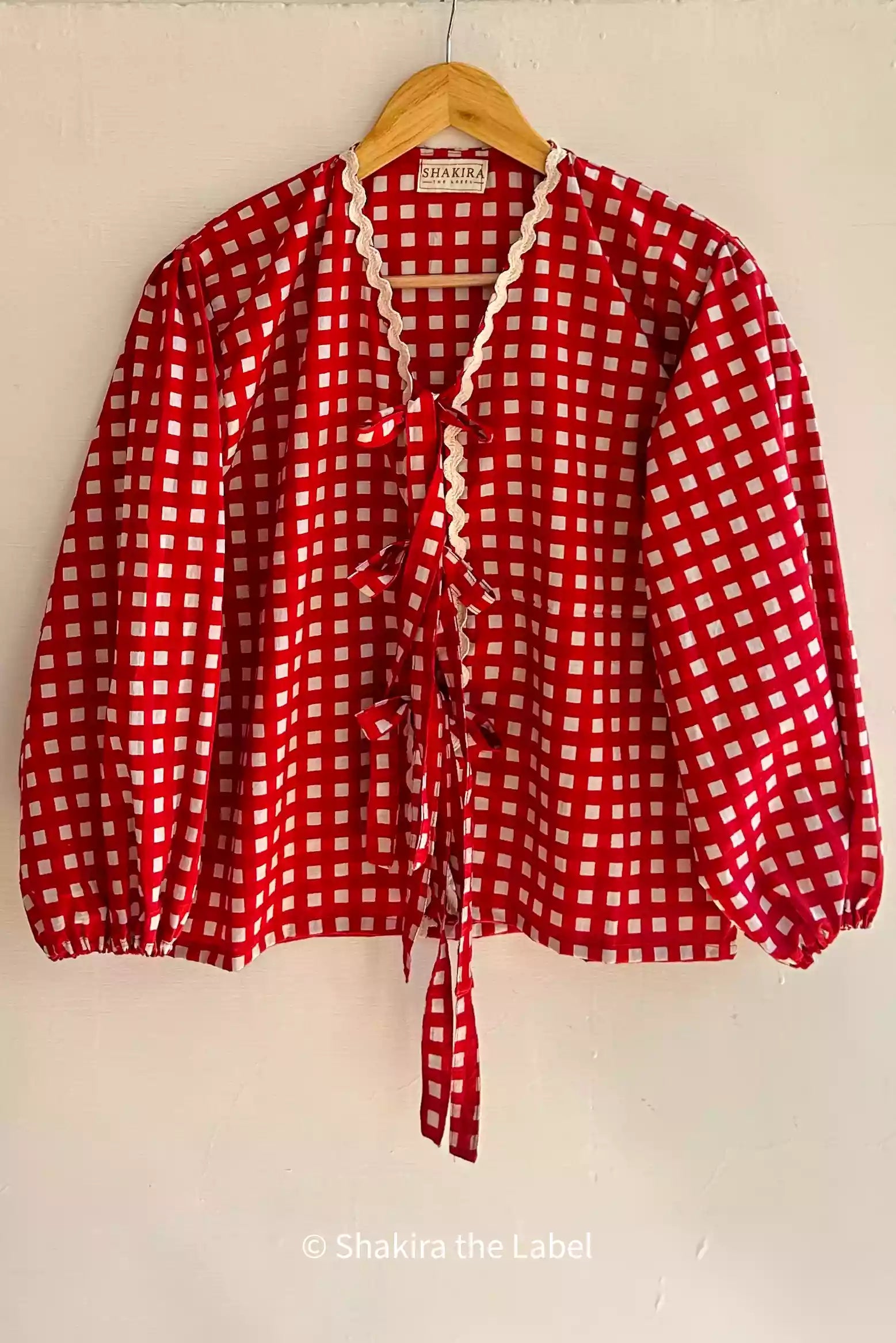 Gingham Red Checks Top, red checks top, cotton top