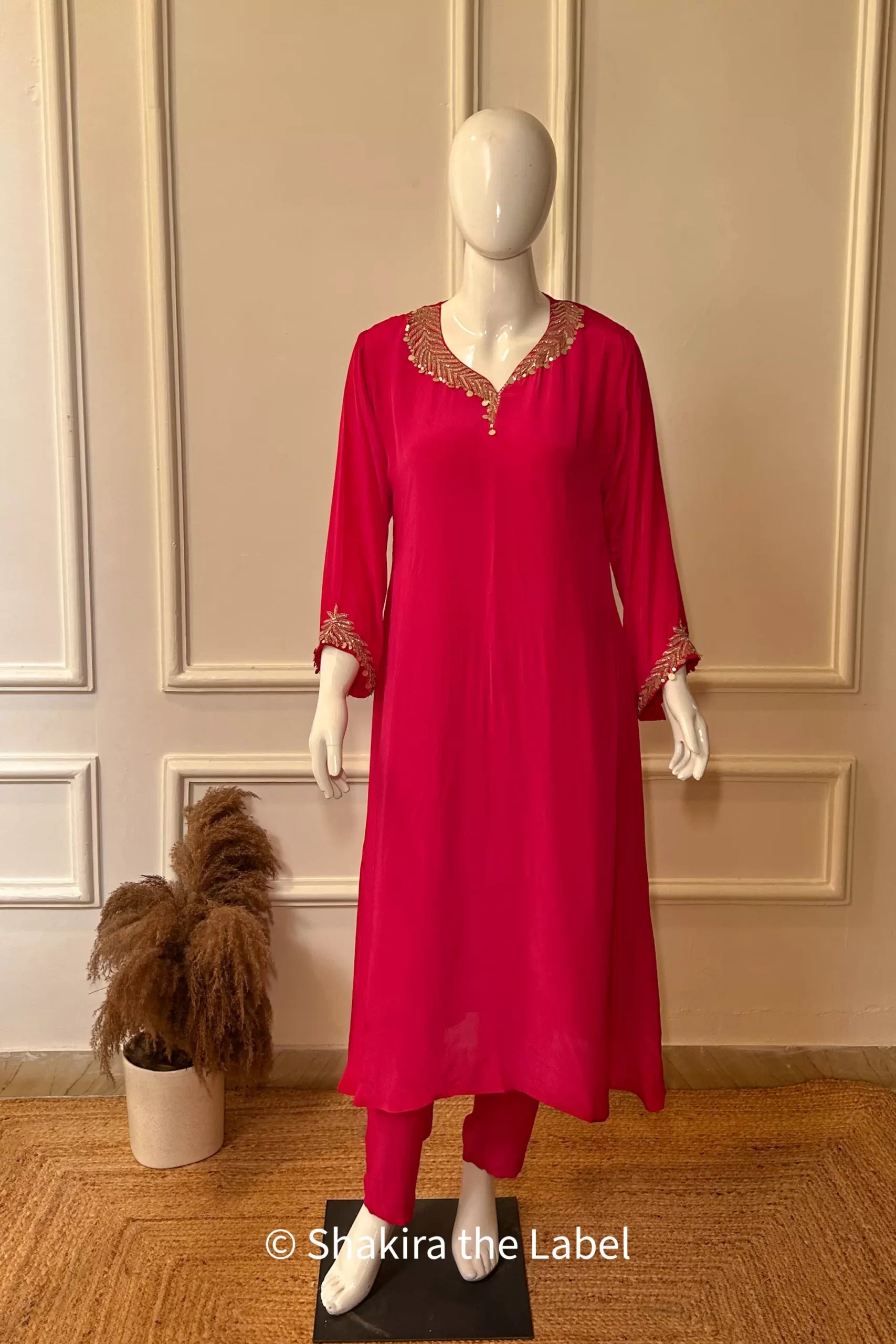 Hot Pink Handwork Kurta Set