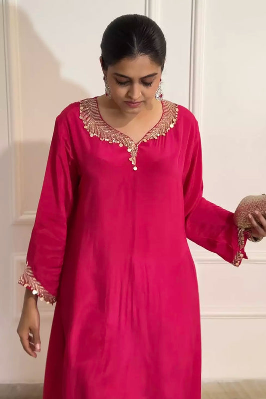 Hot Pink Handwork Kurta Set