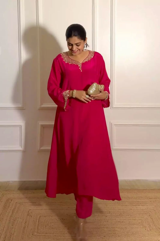 Hot Pink Handwork Kurta Set