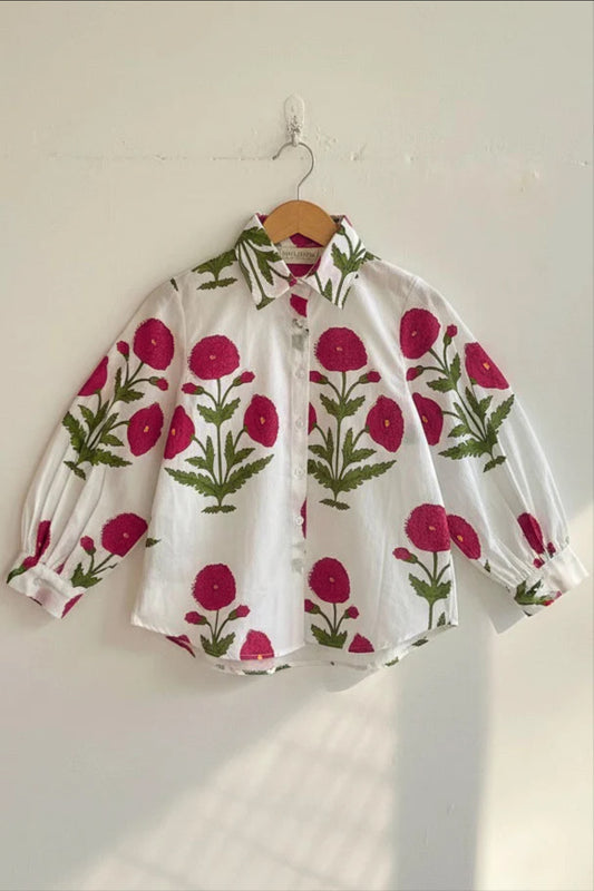 Pink Mughal Poppy Mini Shirt