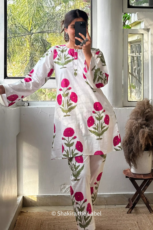 Pink Mughal Butta Coord Set