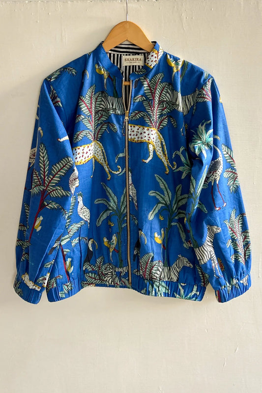 Jungle Luxe Bomber Jacket — Blue