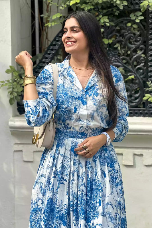 Blue Porcelain Skirt Set