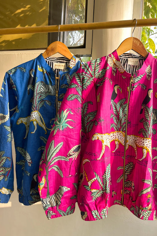 Jungle Luxe Bomber Jacket — Blue