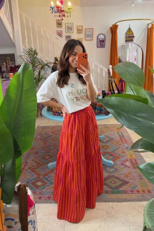 Sunset Stripe Maxi Skirt