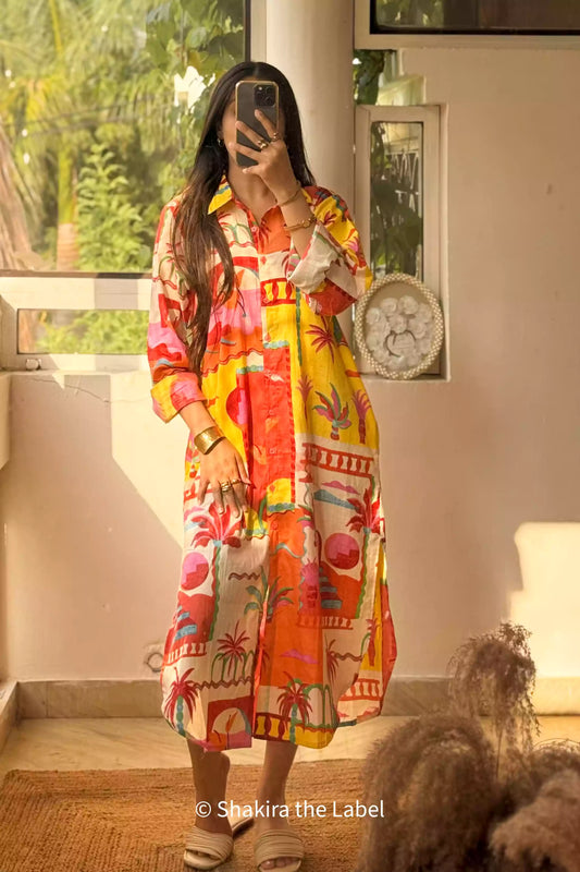 Shirt dfress, women shirt, tropical shirt dress