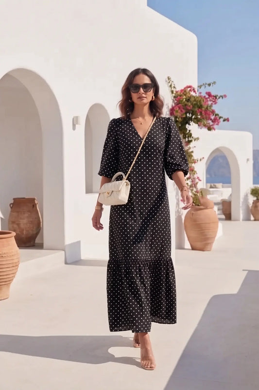 Midnight Polka Maxi Dress
