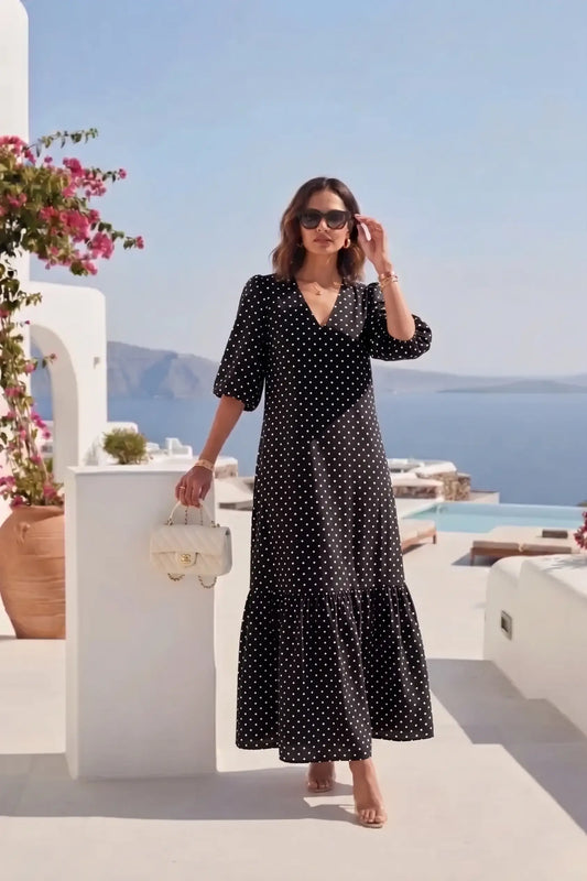 Midnight Polka Maxi Dress