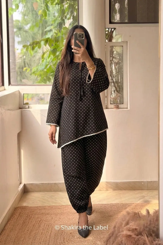 Midnight Polka Co-ord (With Balloon Trouser)