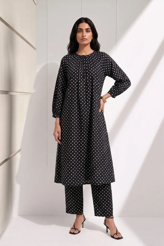 Midnight Polka Dots Kurta Set