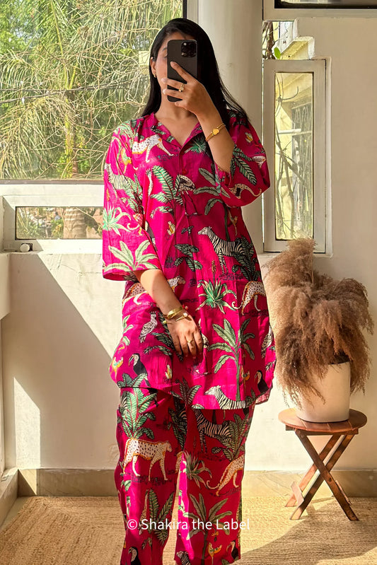 Jungle Print Coord Set, Cotton Set