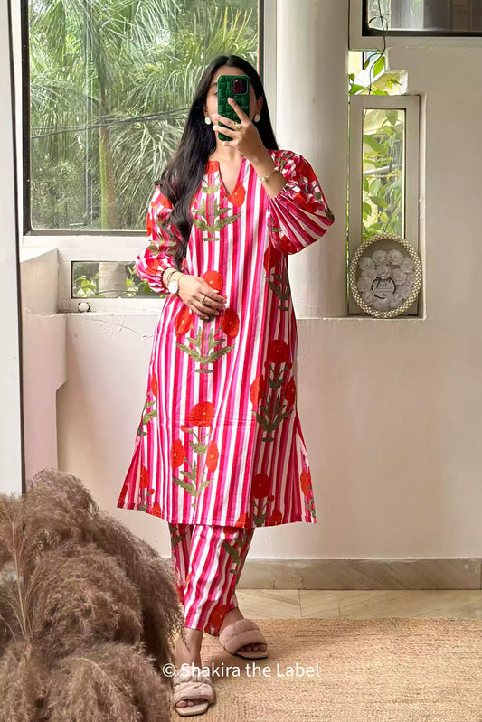Poppy kurta set, Cotton coord, printed coord set, Kurta Set