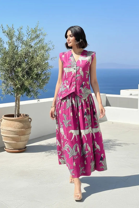 Pink Poise Safari Skirt & Waistcoat