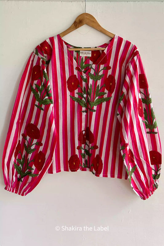 Poppy Charm Puff Sleeve Blouse