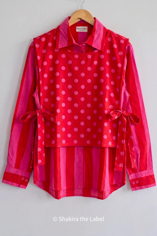 Candy Stripe & Polka Shirt & Waistcoat Set