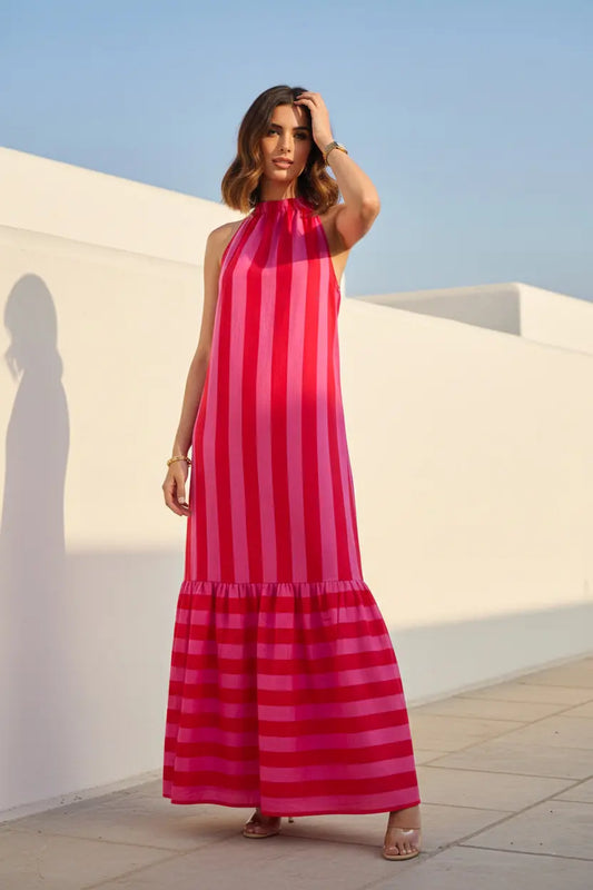 Pink Velvet Stripe Maxi