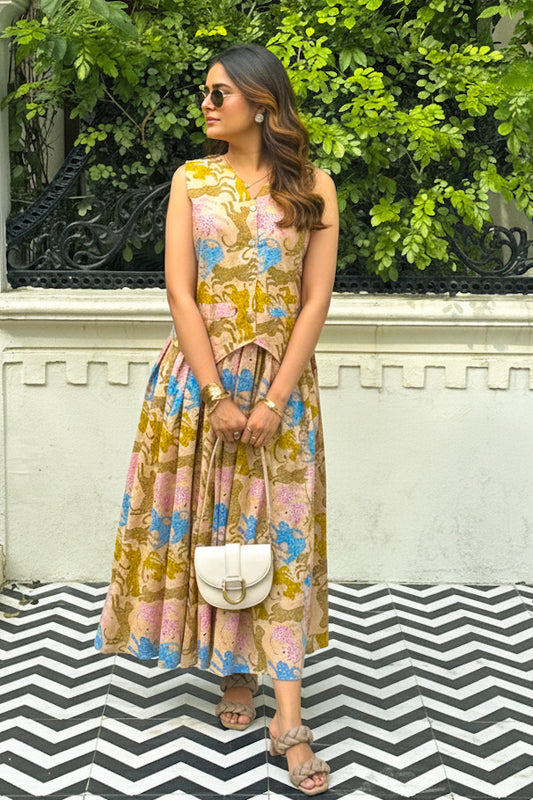 Jungle print skirt set, waist with skirt