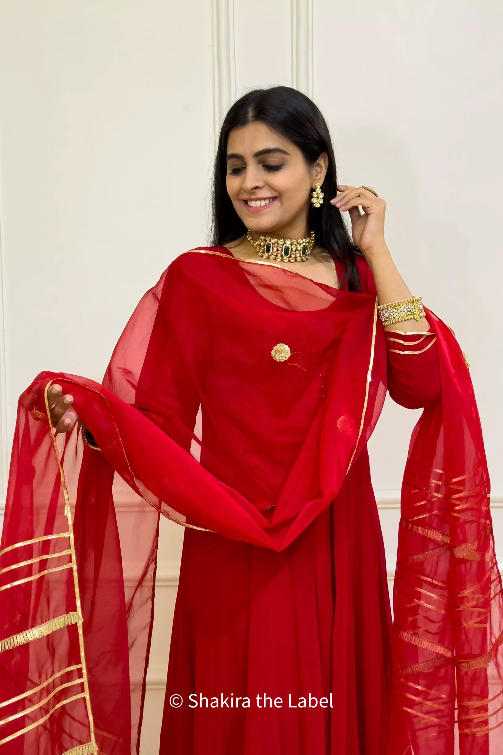 Red Georgette Gotta Anarkali