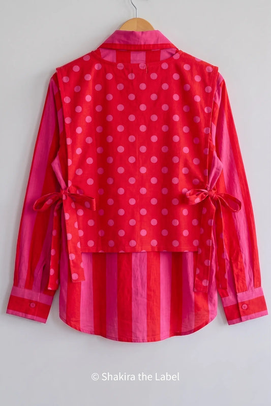 Candy Stripe & Polka Shirt & Waistcoat Set