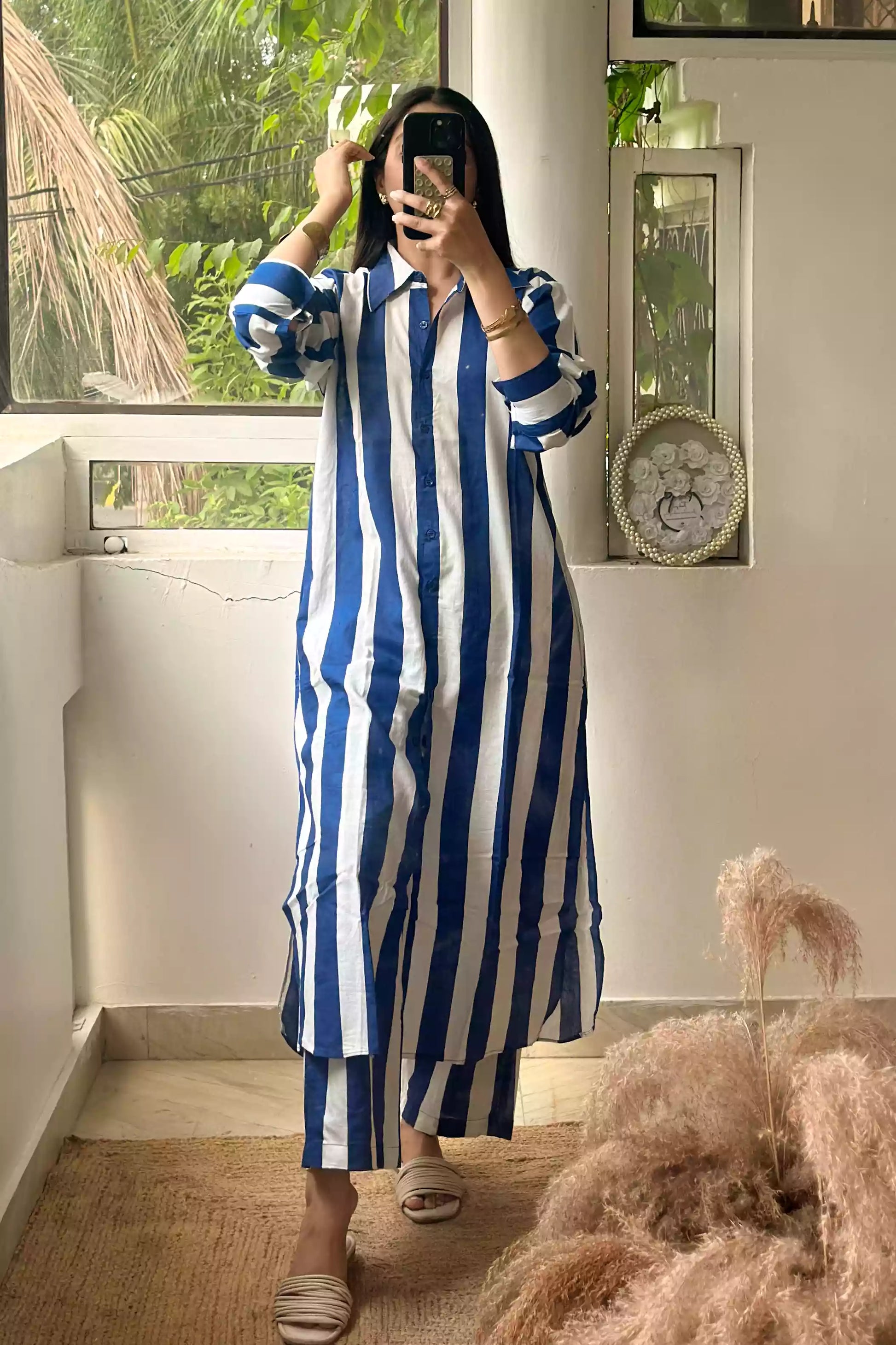 Classic blue stripe shirt for women