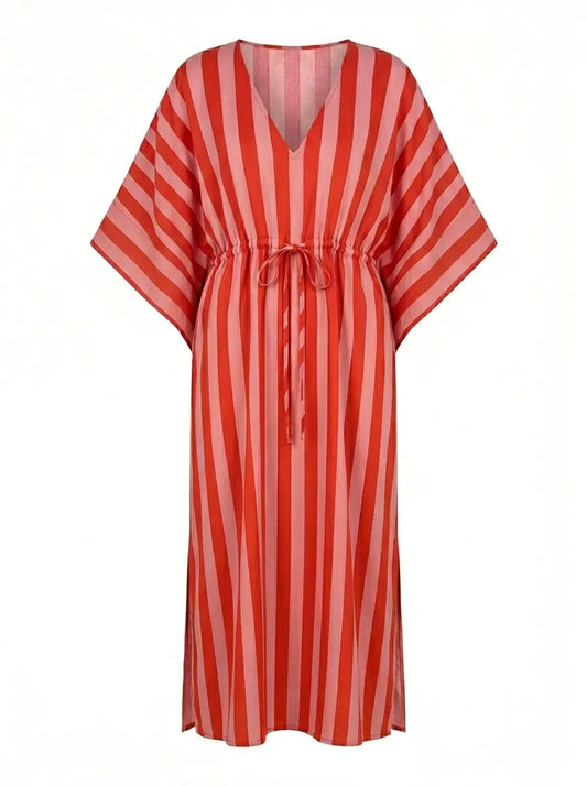 Sunset Orange Stripe Kaftan