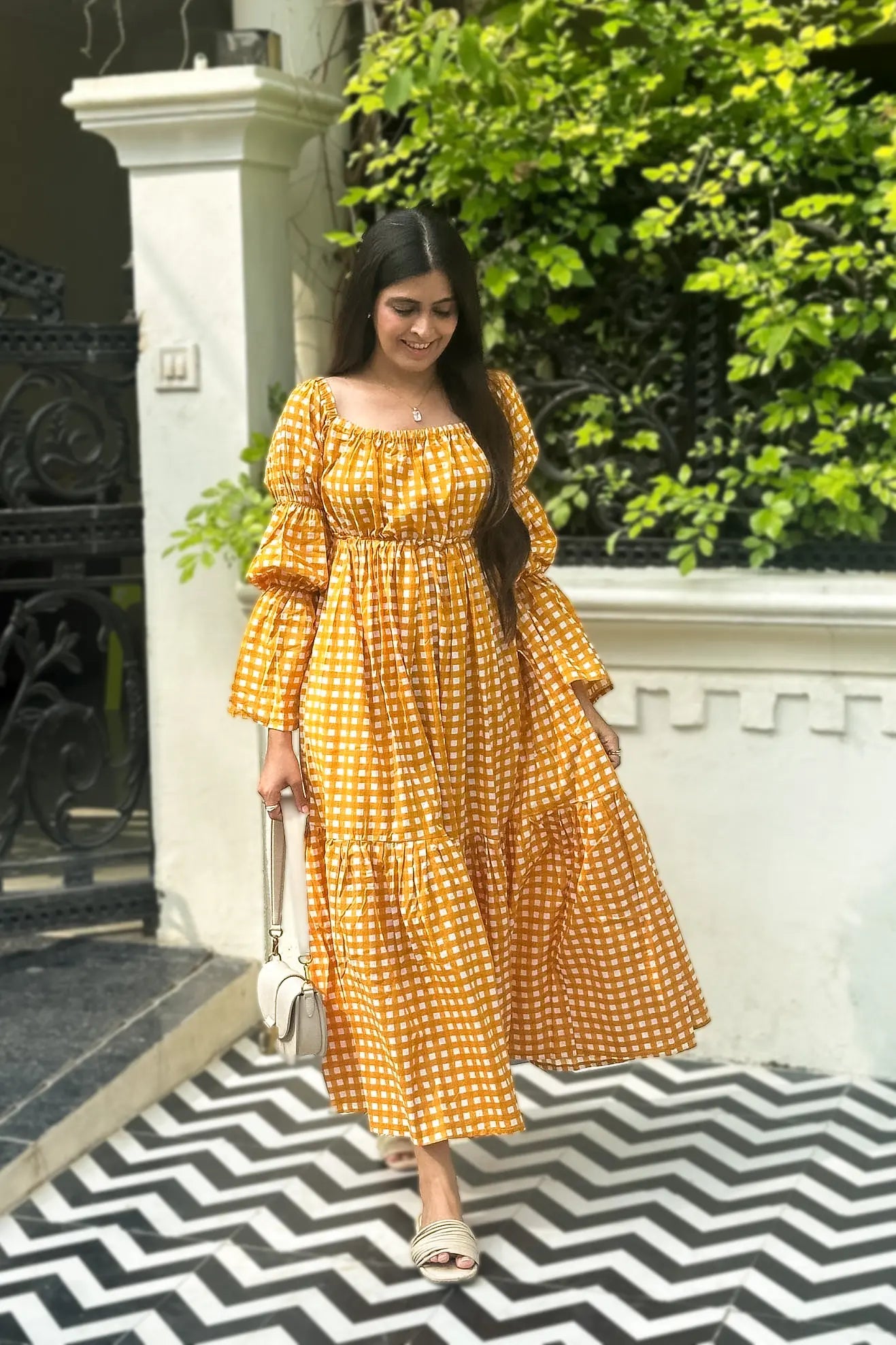 gingham check midi dress Black/Multi Gingham Check Elouise Dress | WHISTLES
