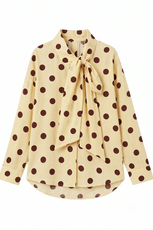 Signature Polka Dot Bow Shirt - Butter Yellow