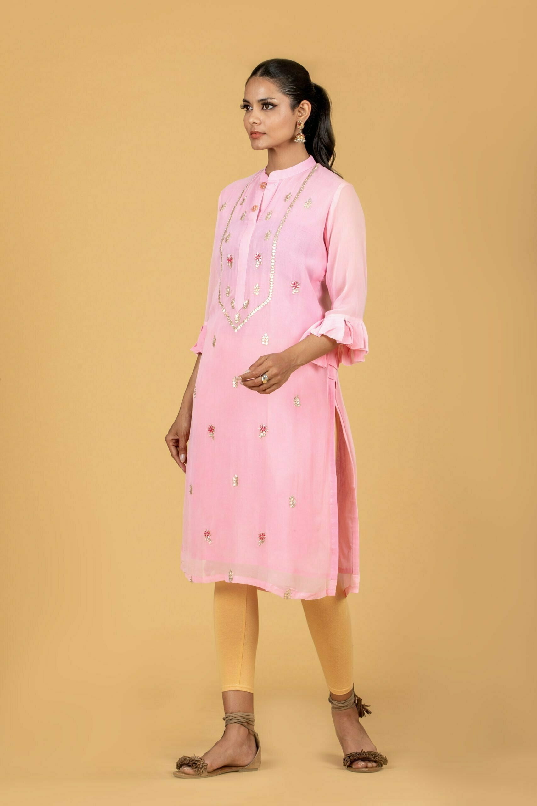 Reyon CAPSULE PRINT Foil With Stand Patti Work KURTI WITH PANT 295