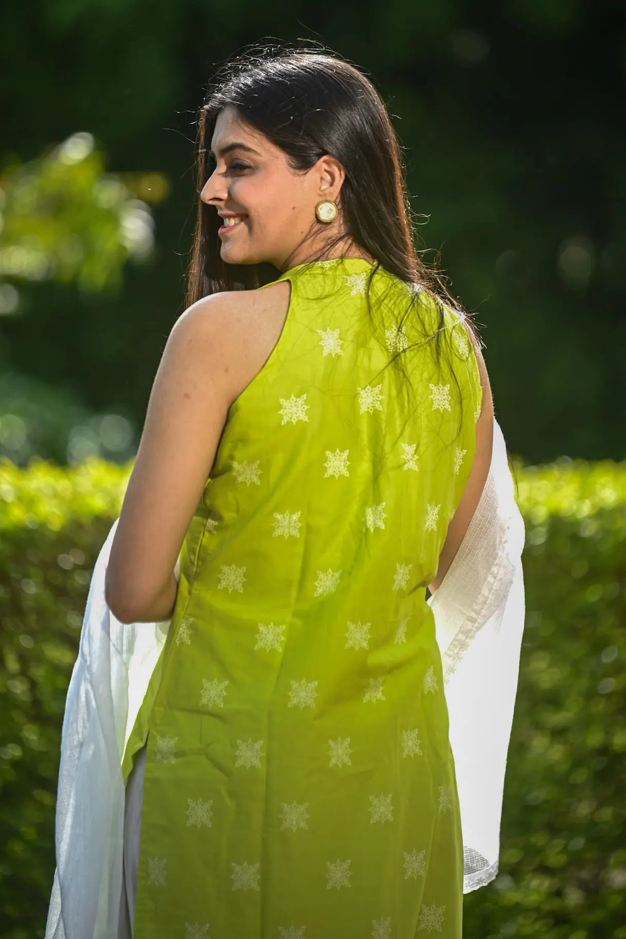 Buy NAARI Lime Green Sleeveless Poly Modal Fabric Printed Kurti for Women's  at Amazon.in