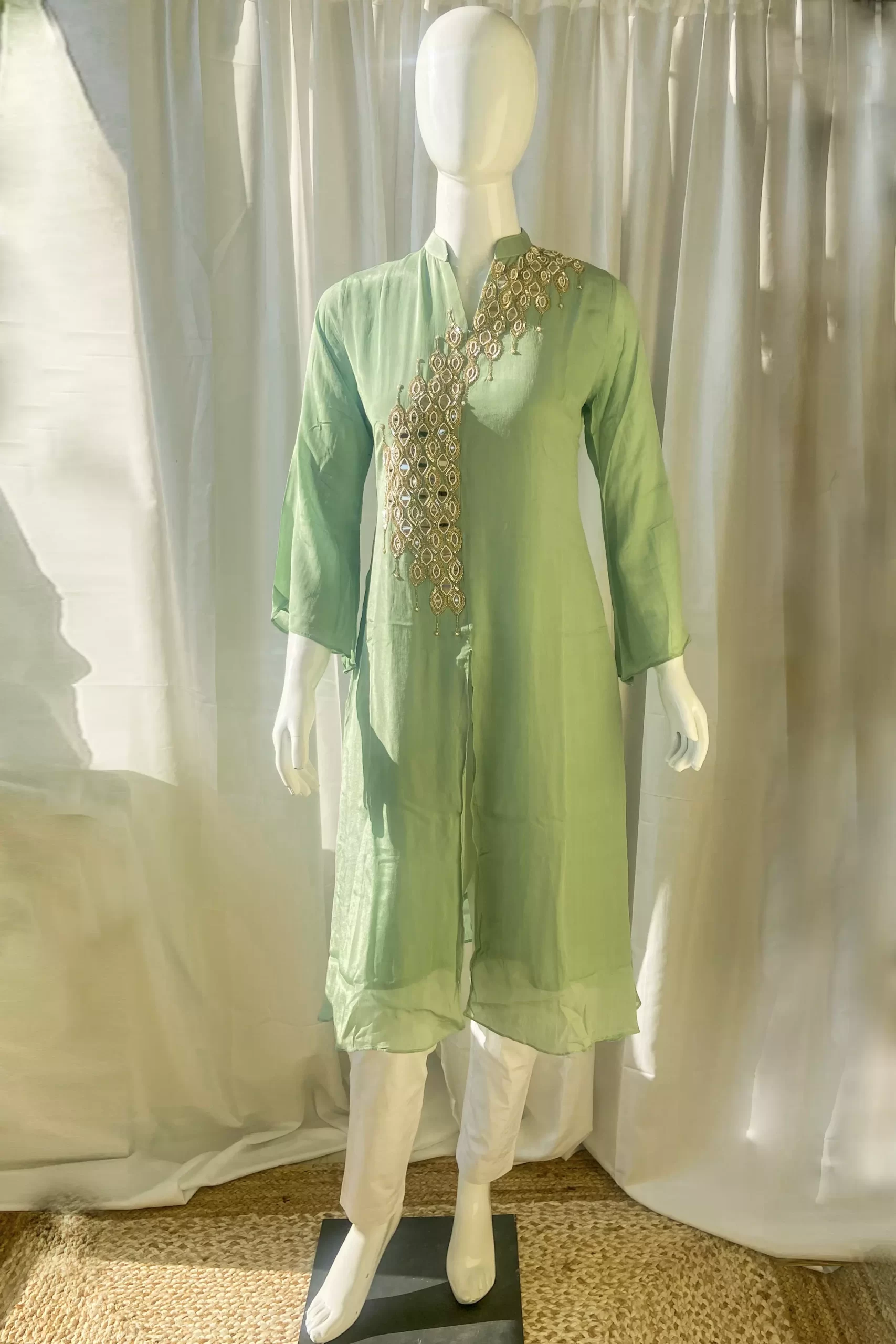 Mirror Work Chinon Silk Kurti