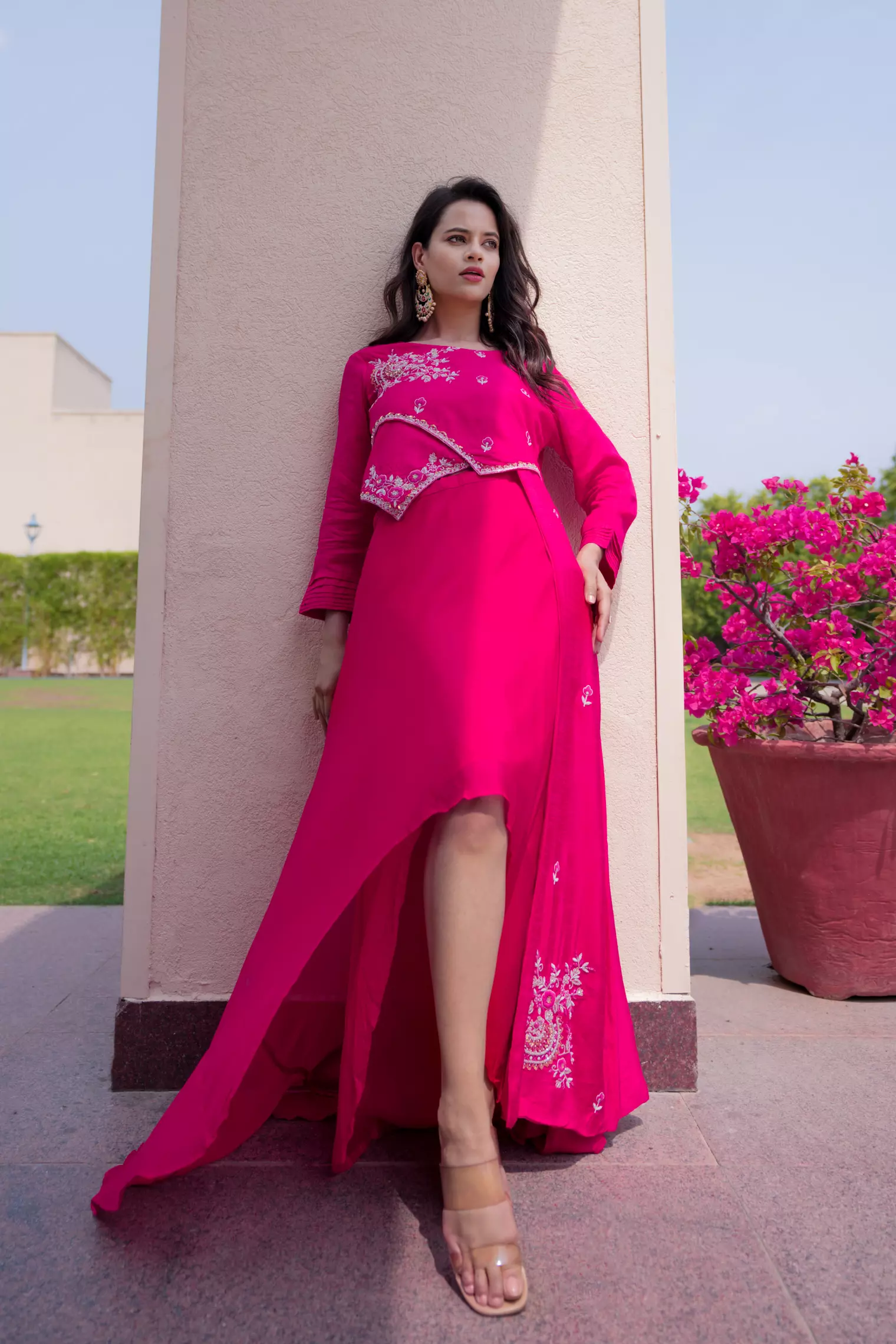 Pink Chinnon Lehenga Set